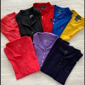 8 Women’s Polo T-Shirts, size Large